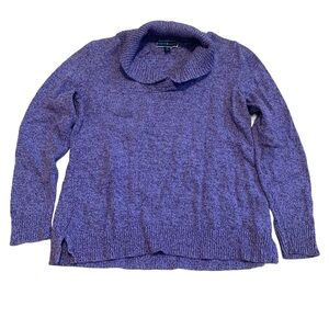 Karen Scott Purple Heather Cowl Neck Knit Sweater M Medium Long Sleeve Pullover
